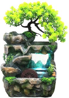Indoor Simulatie Hars Rotstuin Nep Boom Feng Shui Waterval Fontein Voor Home Office Desktop Decoratie Zonder Verstuiver EU