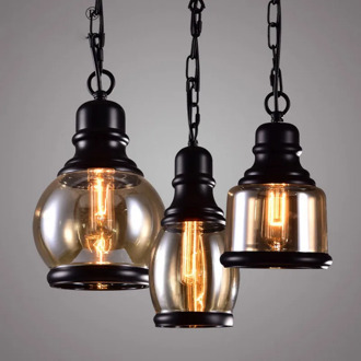 Indoor Vintage Loft Industrial Style Bar Restaurant Retro Room Bar Bedroom E27 110V-220V Amber Glass Pendant Light