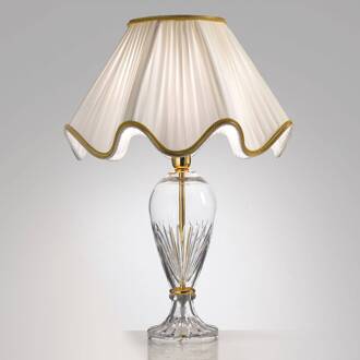 Indrukwekkende tafellamp Belle Epoque, 67 cm wit, glanzend goud, transparant