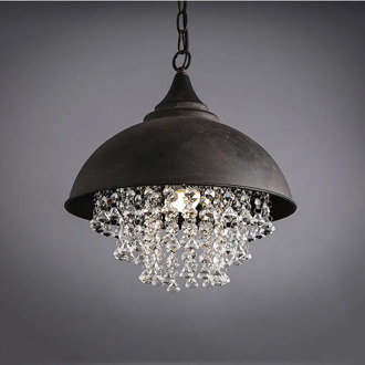 Industrial black vintage pendant lamp iron crystal chandelier lighting ceiling fixture restaurant cafe kitchen lamp design