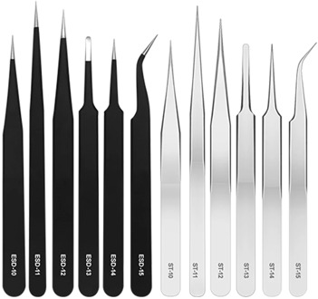 Industrial Grade Stainless Steel Anti-static Pointed Tweezers Clamps Medical Tweezer ESD-15 14 13 11 For Electronic Repair Tool