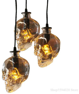 Industrial Skull Pendant Lamp Glass Industrial Retro Luminaire Suspendu Indoor Lighting Bar Cafe Dining Light Fixture Home Decor