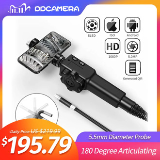 Industrial Video Inspection Camera USB Rigid Borescope Endoscope with 180 Degree Articulating 5.5mm Diameter Probe