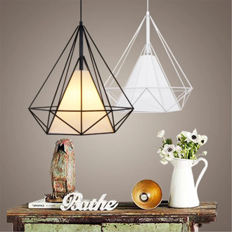 Industrial wind lamp diamond dining chandelier bird cage chandelier art lighting simple dining chandelier iron lamp