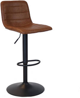 Industriële Barkruk Boston leer cognac 60 - 76 cm - draaibaar Bruin