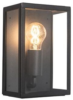 Industriële buiten wandlamp zwart met glas 25,5 cm IP44