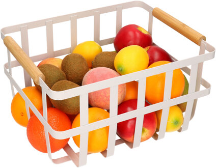 Industriele draadmand/opbergmand - 1x - wit - metaal - 32 x 25 x 17 cm - Keukenmandjes/sokkenmand