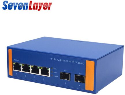 Industriële Ethernet Switch 10/100/1000M Netwerk Signaal Versterken Din Rail Type 4 Poort Ethernet 2 Fiber 4 UTP 2 sfp solt POE