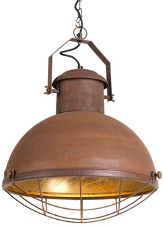 Industriële hanglamp roestbruin met gouden binnenkant - Engine