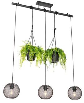 Industriële hanglamp zwart 3-lichts - Flor