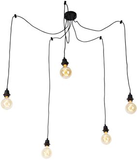 Industriële hanglamp zwart 5-lichts - Cava