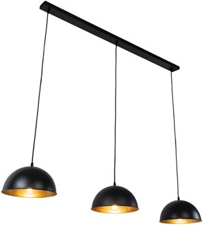 Industriële hanglamp zwart met goud 3-lichts - Magnax