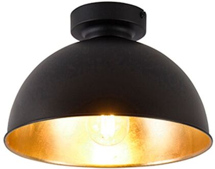 Industriële plafondlamp zwart met goud 28 cm - Magnax