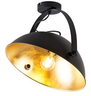 Industriële plafondlamp zwart met goud verstelbaar - Magnax