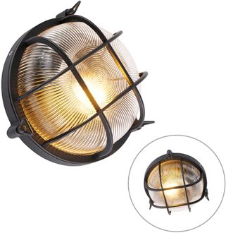 Industriële ronde wandlamp zwart IP44 - Noutica