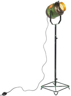 Industriële vloerlamp brons met groen 140 cm - Byron