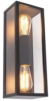 Industriële wandlamp zwart 38 cm 2-lichts IP44 - Charlois