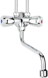 Industries SFR tweegreepsmengkraan voor keuken lage druk met progressieve sluiting getrokken uitloopbek op wand chroom