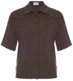 Indy blouse zebra brown - - maat L Veelkleurig