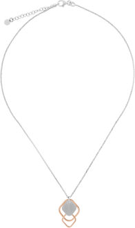 'Inez' Dames 925 Sterling Zilveren Ketting met Hanger - Zilver/Rosé ZK-7391 - maat Zilver en roségoud