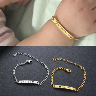Infant Baptism Gifts Custom Name Bracelets for Baby Girl Boy Anti Allergy Stainless Steel Child Kids Wrist Jewelry