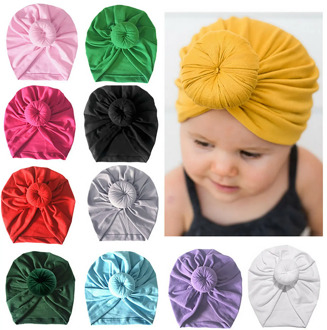 Infant Kids Newborn Baby Turban Knotted Head Wrap Headbands India Hats Beanie Cotton blend Hair Cap Children Girl Boy Head band