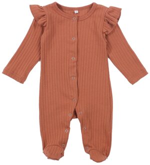 Infant Unisex Baby Meisjes Jongens Betaalde Jumpsuits Geribbelde Footies, leuke Verstoorde Lange Mouwen Effen Kleur Gebreide Een Stuk Pyjama Rood / 3M