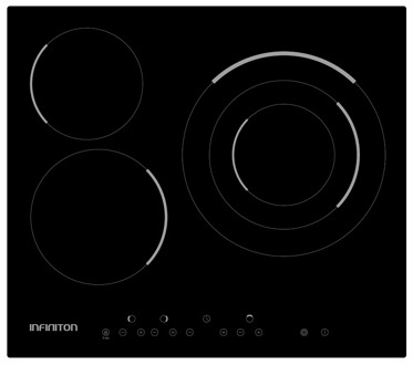 INFINITON VIT3F30D vitroceramic plate-3 fires, 60 cm. Wide, 9 power levels, timer