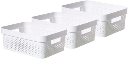 Infinity Recycled Dots Opbergbox - 11L - 3 stuks - Wit