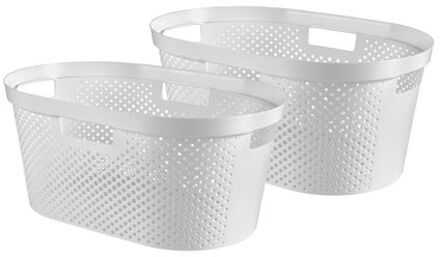 Infinity Recycled Dots Wasmand - 40L - 2 stuks - Wit