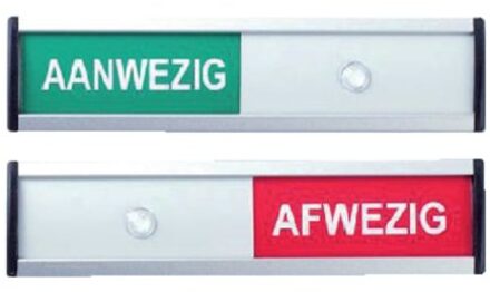 Infobord aanwezig/afwezig 125x30mm