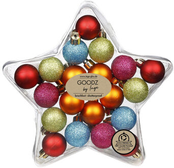 Inge Christmas Goods Kerstballen gekleurd - 12st - kunststof - 3 cm - kerstversiering Multi