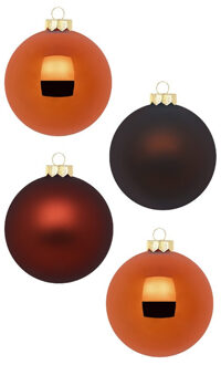 Inge Christmas Kerstballen - 12st - glas - kastanje bruin - 8 cm