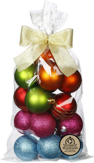 Inge Christmas kerstballen - 16x st- gekleurd - kunststof - 6 cm - Kerstbal Multikleur