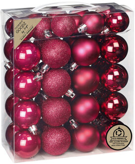 Inge Christmas kerstballen - 44x st- bessen roze - kunststof - mix - Kerstbal