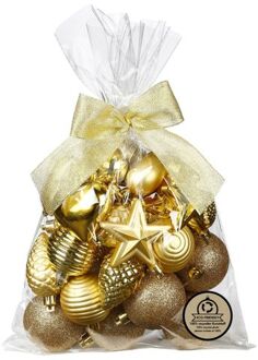 Inge Christmas kerstballen en hangers -30x -kunststof -goud - Kerstbal Goudkleurig