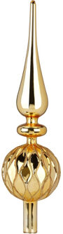 Inge Christmas piek - goud - glas - 31 cm - gedecoreerd - kerstboom topper - kerstversiering Goudkleurig