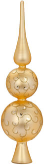 Inge Christmas piek - goud - glas - 31 cm - gedecoreerd - kerstboom topper - kerstversiering Goudkleurig