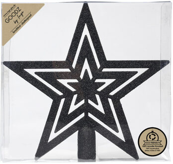 Inge Christmas piek - ster vorm - zwart met glitters - 21 cm - kerstboompieken