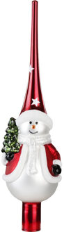 Inge Christmas sneeuwpop piek - goud - glas - 31 cm - gedecoreerd - kerstboom topper - kerstversieri
