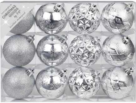 Inge goods Kerstballen - 12 stuks - zilver - mat - glans - 6 cm - Kerstbal Zilverkleurig