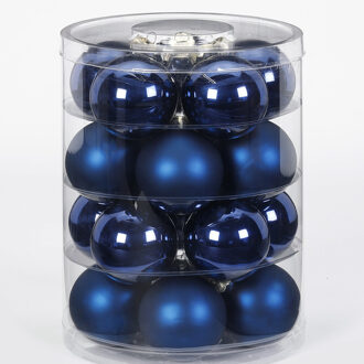 Inge goods Kerstballen - 20x - donkerblauw - glas - 6 cm - Kerstbal