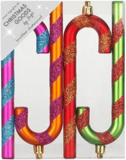 Inge goods Kersthangers - 4x - zuurstokken - gekleurd - 14 cm - Kersthangers Multikleur