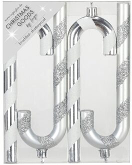 Inge goods Kersthangers - 4x - zuurstokken - zilver - 14 cm - Kersthangers Zilverkleurig