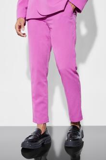 Ingekorte Gekreukelde Slim Fit Pantalons, Pink - 32R