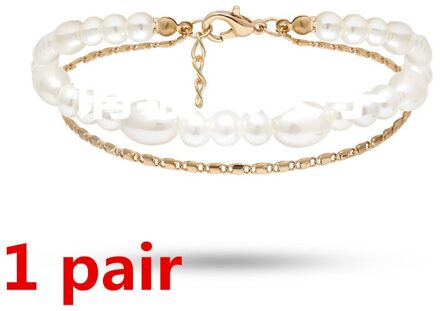 Ingemark Vintage Infinity Minnaar Enkelbandje Armband Koreaanse Imitatie Parel Multilayer Ketting Enkel Braclet Vrouwen Zomer Sieraden 1 paar