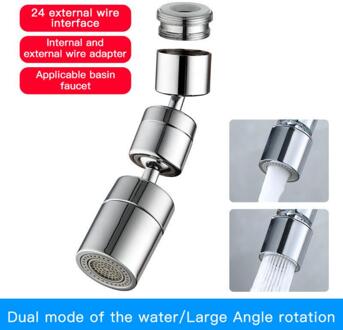 Ingenieuze Grote-Hoek Roterende Beluchter Dual-Stroom Modus Keukenkraan Universele Roterende Water Outlet Wastafel Keuken 24 Outer draad