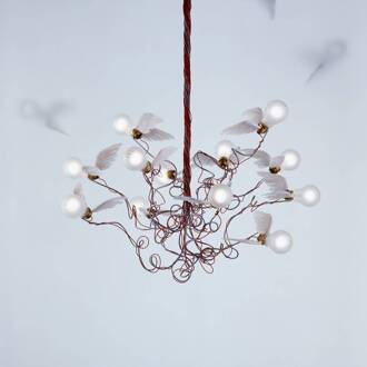 Ingo Maurer Birdie - LED hanglamp, kabel rood zilver, wit