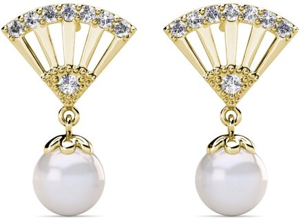 Ingride Parel Oorbellen - Goud en Kristal - One Size