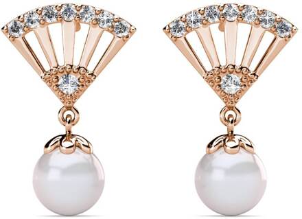 Ingride Parel Oorbellen - Roségoud en Kristal